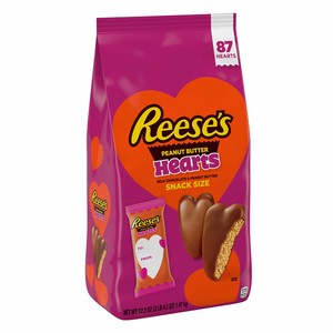 REESE'S, Milk Chocolate Peanut Butter Hearts Snack Size Candy, Valentine's Day, 52.2 oz, Bulk Bag (87 Pieces) - Walmart.com $16.50