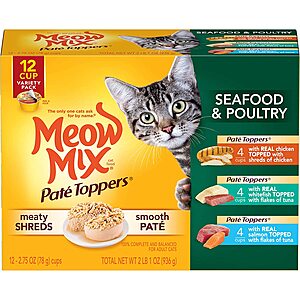 12-Pack 2.75-Oz Meow Mix Wet Cat Food (Various) $4.90 & More w/ Subscribe & Save