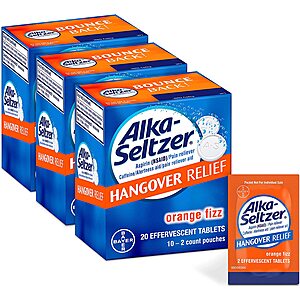 60-Count Alka-Seltzer Hangover Relief Tablets (Orange Fizz) $4.80 w/ Subscribe & Save