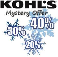 Kohl's Mystery Savings Coupon: 40% 30% or 20% Valid on 10/21/18 only