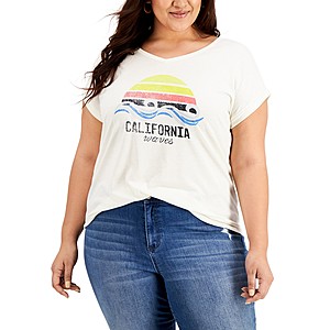 Women's Plus Size Tops: Desert Print T-Shirt $5.25, California Print T-Shirt $5.25 & More + 6% Slickdeals Cashback (PC Req'd) + Free Store Pickup at Macy's
