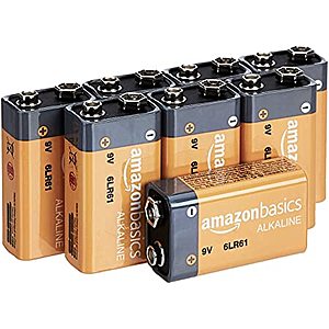 8-Pack Amazon Basics 9 Volt Alkaline Batteries $6.23 w/ S&S + Free Shipping w/ Prime or on $25+
