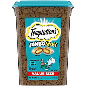 14-Oz Temptations Jumbo Stuff Crunchy & Soft Cat Treats (Tuna or Salmon) $5.20 or Less w/ Subscribe & Save & More