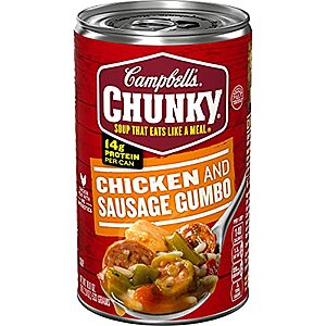 Campbell's Chunky Soup, Chicken and Sausage Gumbo, 18.8 Oz Can, 6 cans for as low as $7.02 with Amazon S&S 5+