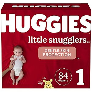 84-Count Huggies Little Snugglers Newborn Diapers (Size 1) $18.70 ($0.22 Each) w/ S&S + Free Shipping w/ Prime or $25+
