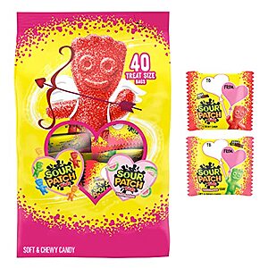 40-Ct Sour Patch Kids Valentine Candy Snack Pack Variety Bag (Original & Watermelon) $5.70 w/ S&S + Free Shipping w/ Prime or on $25+