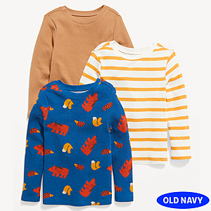 Old Navy 3-Pack Toddlers' All Cotton Thermal-Knit L/S Tees (Assorted) $3.50 | Men's Sherpa-Lined Shacket $13.80 + free store pickup / FS from $35+ / FS for cardholders