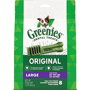 GREENIES Original Large Natural Dog Dental Care Chews, 12 oz. Pack (8 Treats) $5.84 with s/s or cheaper