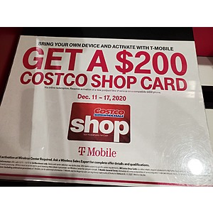 Costco Verizon & AT&T customers with older phones on installment switch to T-Mobile and get $200 BYOD + $450 payoff per line YMMV