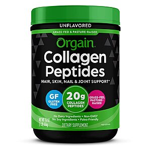Orgain Hydrolyzed Collagen Peptides Powder, 20g Grass Fed Collagen $16.38 @ Amazon after 5% S&S