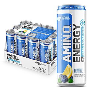 12-Count 12-Oz Optimum Nutrition Amino Energy + Electrolytes Sparkling Hydration Drink (Blueberry Lemonade) $13.92($1.16 each) w/ S&S + free shipping w/ Prime or on $25+