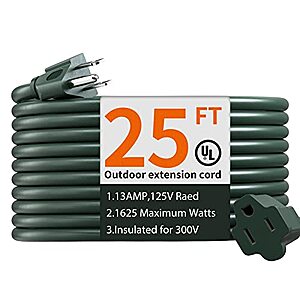 $13.79!!! 40% off on addlon 25FT Green Extension Cord Outdoor, Heavy Duty 16 AWG 3 Prong, UL Listed,IP65 Waterproof+ Free Shipping