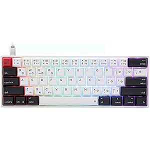 EPOMAKER SKYLOONG AK61 61 Keys Hot Swappable Programmable Mechanical Keyboard RGB PBT Keycaps, NKRO, IP6X Waterproof, Gateron Optical Blue, $37.5