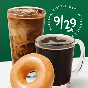 National Coffee Day Offers: Krispy Kreme Reward Members: Coffee & Doughnut Free & More Offers (Participating Locations; 9/29 Only)